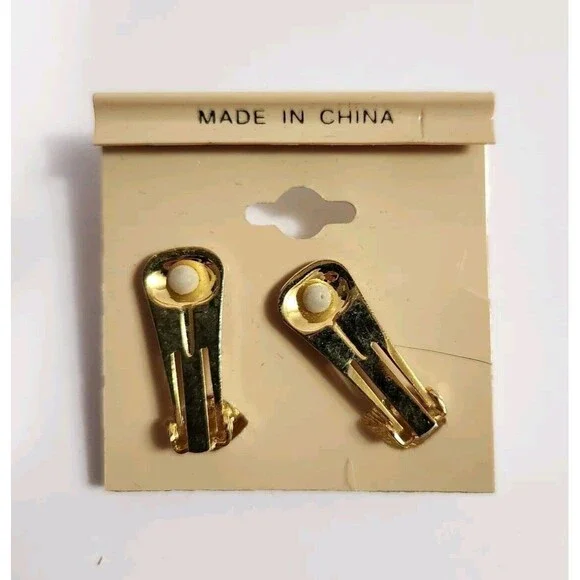 Jordache Gold Toned Framed W Silver Toned Inside Clip-On Earrings Sea Shell Loop - Picture 2 of 3